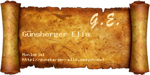 Günsberger Ella névjegykártya
